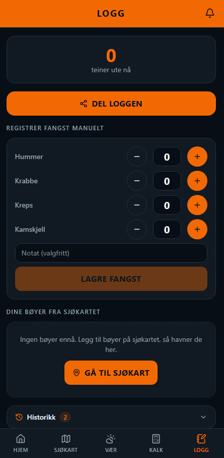 SmartBouy-appen: Logg